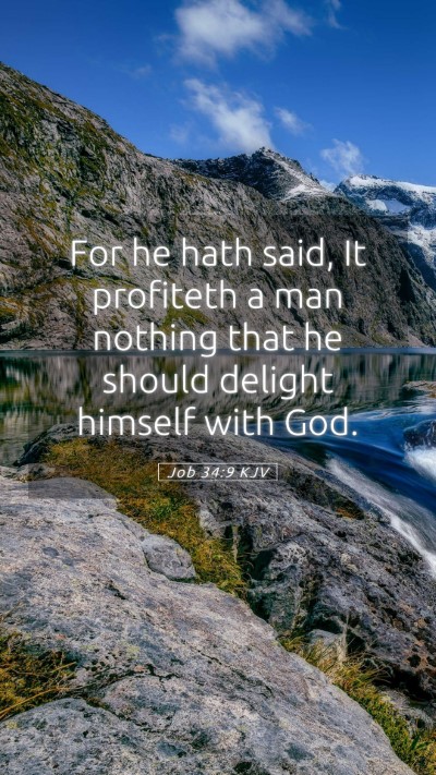 Picture 05 - Job 34:9 KJV Mobile Phone Wallpaper - For he hath said, It profiteth a man nothing that - Mobile Bible Verse Wallpaper