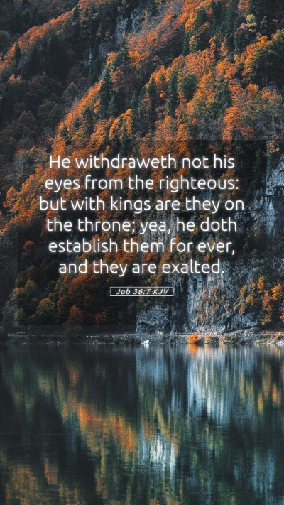 Picture 05 - Job 36:7 KJV Mobile Phone Wallpaper - He withdraweth not his eyes from the righteous: - Mobile Bible Verse Wallpaper