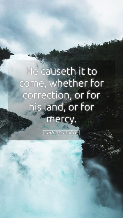 Picture 05 - Job 37:13 KJV Mobile Phone Wallpaper - He causeth it to come, whether for correction, or - Mobile Bible Verse Wallpaper
