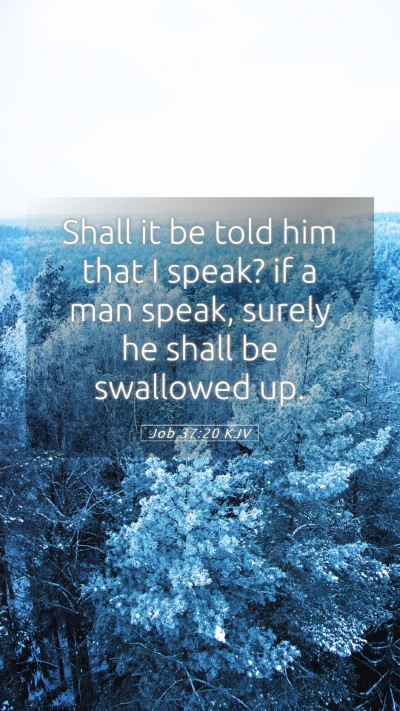 Picture 05 - Job 37:20 KJV Mobile Phone Wallpaper - Shall it be told him that I speak? if a man - Mobile Bible Verse Wallpaper