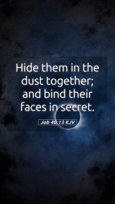 Picture 05 - Job 40:13 KJV Mobile Phone Wallpaper - Hide them in the dust together; and bind their - Mobile Bible Verse Wallpaper