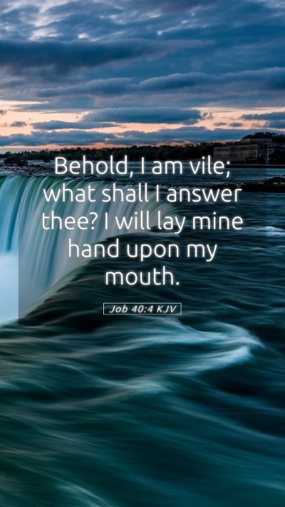 Picture 05 - Job 40:4 KJV Mobile Phone Wallpaper - Behold, I am vile; what shall I answer thee? I - Mobile Bible Verse Wallpaper