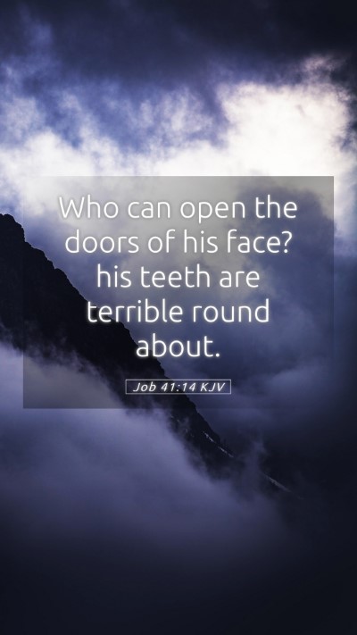 Picture 05 - Job 41:14 KJV Mobile Phone Wallpaper - Who can open the doors of his face? his teeth are - Mobile Bible Verse Wallpaper