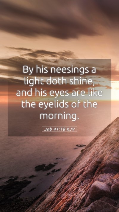 Picture 05 - Job 41:18 KJV Mobile Phone Wallpaper - By his neesings a light doth shine, and his eyes - Mobile Bible Verse Wallpaper