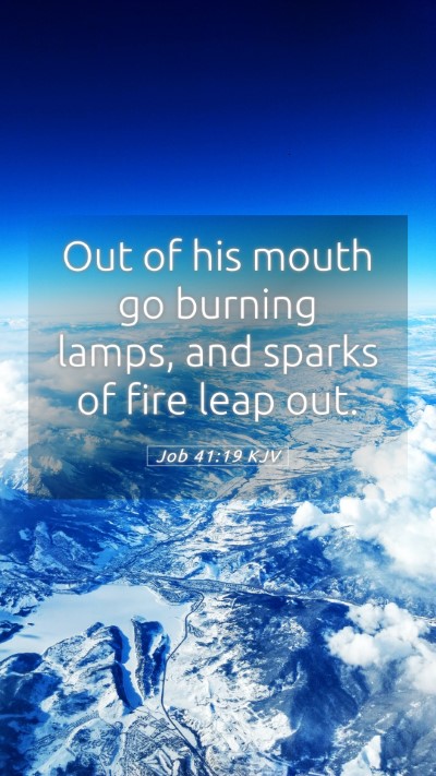 Picture 05 - Job 41:19 KJV Mobile Phone Wallpaper - Out of his mouth go burning lamps, and sparks of - Mobile Bible Verse Wallpaper