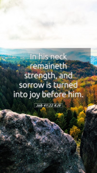 Picture 05 - Job 41:22 KJV Mobile Phone Wallpaper - In his neck remaineth strength, and sorrow is - Mobile Bible Verse Wallpaper