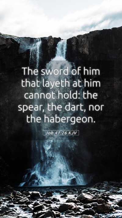 Picture 05 - Job 41:26 KJV Mobile Phone Wallpaper - The sword of him that layeth at him cannot hold: - Mobile Bible Verse Wallpaper