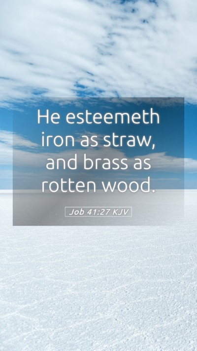 Picture 05 - Job 41:27 KJV Mobile Phone Wallpaper - He esteemeth iron as straw, and brass as rotten - Mobile Bible Verse Wallpaper