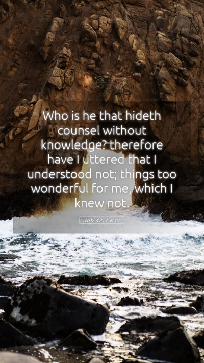Picture 05 - Job 42:3 KJV Mobile Phone Wallpaper - Who is he that hideth counsel without knowledge? - Mobile Bible Verse Wallpaper