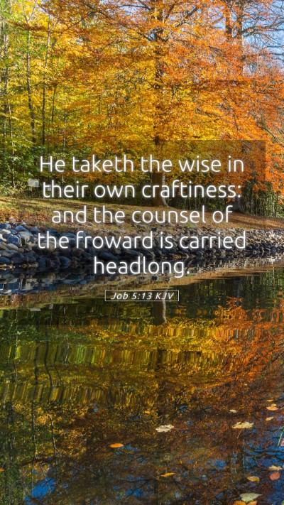 Picture 05 - Job 5:13 KJV Mobile Phone Wallpaper - He taketh the wise in their own craftiness: and - Mobile Bible Verse Wallpaper
