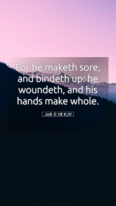 Picture 05 - Job 5:18 KJV Mobile Phone Wallpaper - For he maketh sore, and bindeth up: he woundeth, - Mobile Bible Verse Wallpaper