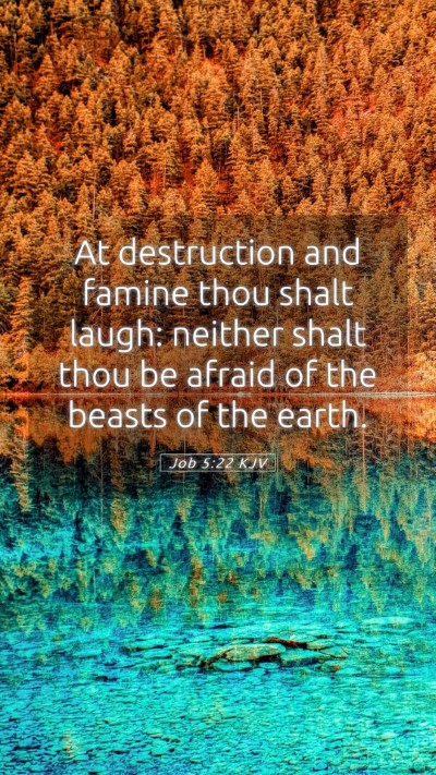 Picture 05 - Job 5:22 KJV Mobile Phone Wallpaper - At destruction and famine thou shalt laugh: - Mobile Bible Verse Wallpaper