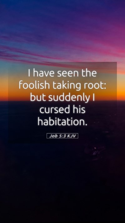 Picture 05 - Job 5:3 KJV Mobile Phone Wallpaper - I have seen the foolish taking root: but suddenly - Mobile Bible Verse Wallpaper