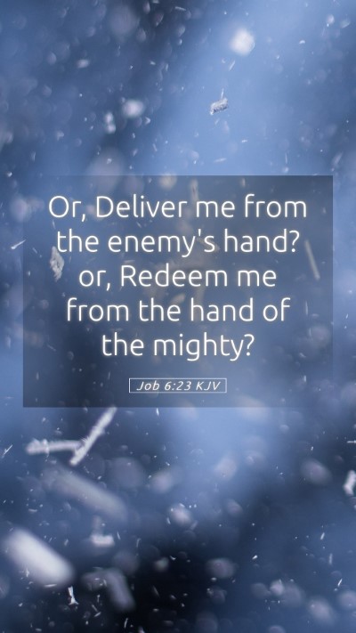 Picture 05 - Job 6:23 KJV Mobile Phone Wallpaper - Or, Deliver me from the enemy's hand? or, Redeem - Mobile Bible Verse Wallpaper