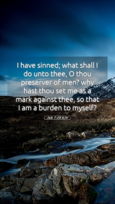 Picture 05 - Job 7:20 KJV Mobile Phone Wallpaper - I have sinned; what shall I do unto thee, O thou - Mobile Bible Verse Wallpaper