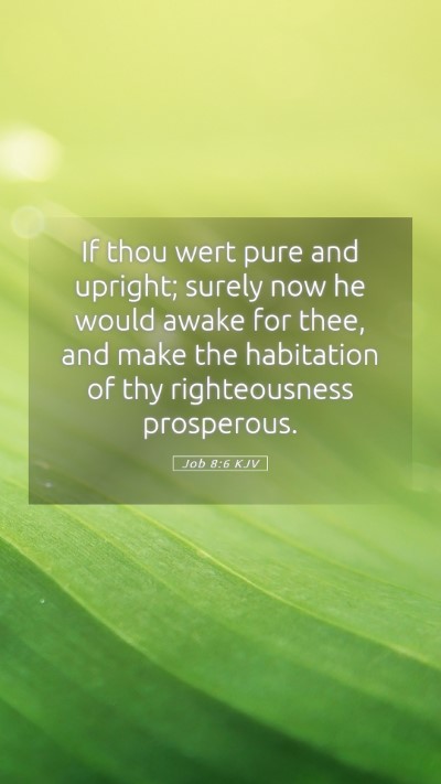 Picture 05 - Job 8:6 KJV Mobile Phone Wallpaper - If thou wert pure and upright; surely now he - Mobile Bible Verse Wallpaper
