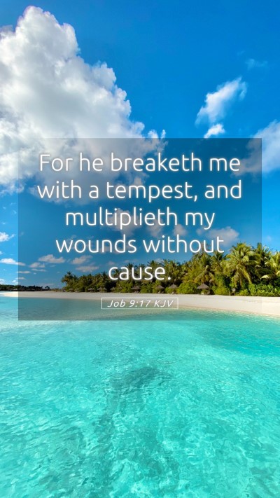 Picture 05 - Job 9:17 KJV Mobile Phone Wallpaper - For he breaketh me with a tempest, and - Mobile Bible Verse Wallpaper