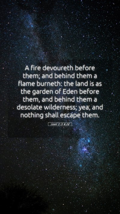 Picture 05 - Joel 2:3 KJV Mobile Phone Wallpaper - A fire devoureth before them; and behind them a - Mobile Bible Verse Wallpaper