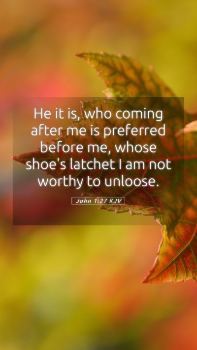 Picture 05 - John 1:27 KJV Mobile Phone Wallpaper - He it is, who coming after me is preferred before - Mobile Bible Verse Wallpaper