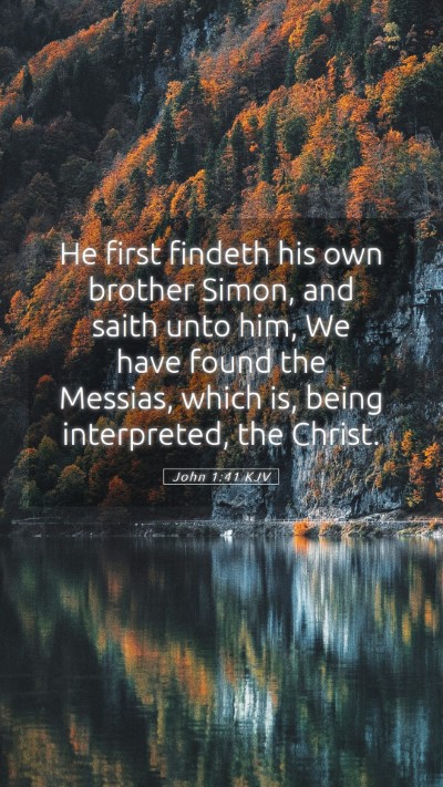 Picture 05 - John 1:41 KJV Mobile Phone Wallpaper - He first findeth his own brother Simon, and saith - Mobile Bible Verse Wallpaper