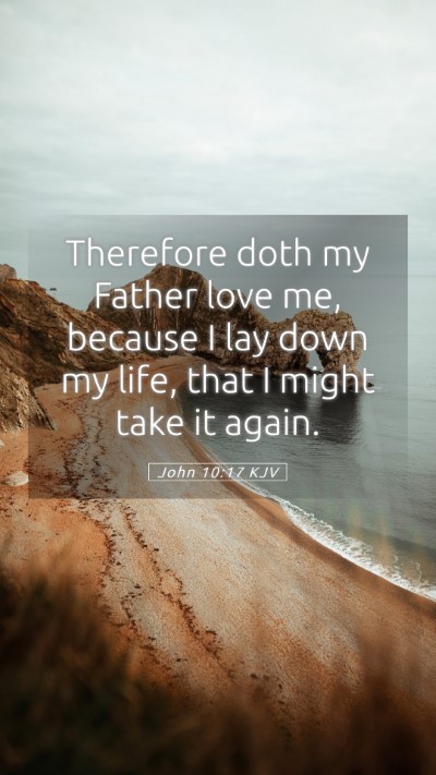 Picture 05 - John 10:17 KJV Mobile Phone Wallpaper - Therefore doth my Father love me, because I lay - Mobile Bible Verse Wallpaper