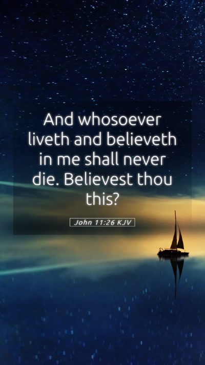 Picture 05 - John 11:26 KJV Mobile Phone Wallpaper - And whosoever liveth and believeth in me shall - Mobile Bible Verse Wallpaper