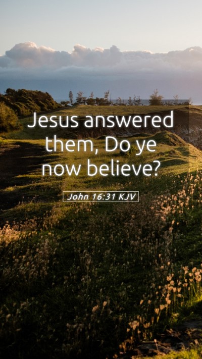 Picture 05 - John 16:31 KJV Mobile Phone Wallpaper - Jesus answered them, Do ye now - Mobile Bible Verse Wallpaper
