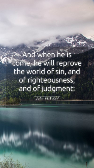 Picture 05 - John 16:8 KJV Mobile Phone Wallpaper - And when he is come, he will reprove the world of - Mobile Bible Verse Wallpaper