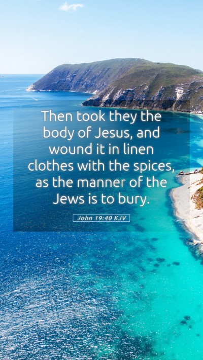 Picture 05 - John 19:40 KJV Mobile Phone Wallpaper - Then took they the body of Jesus, and wound it in - Mobile Bible Verse Wallpaper