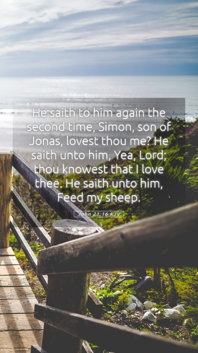 Picture 05 - John 21:16 KJV Mobile Phone Wallpaper - He saith to him again the second time, Simon, son - Mobile Bible Verse Wallpaper