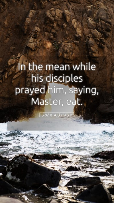 Picture 05 - John 4:31 KJV Mobile Phone Wallpaper - In the mean while his disciples prayed him, - Mobile Bible Verse Wallpaper
