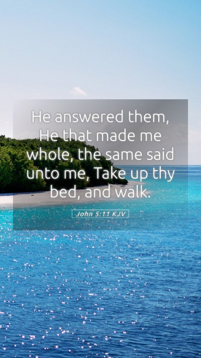 Picture 05 - John 5:11 KJV Mobile Phone Wallpaper - He answered them, He that made me whole, the same - Mobile Bible Verse Wallpaper