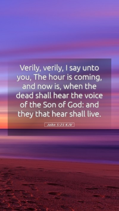 Picture 05 - John 5:25 KJV Mobile Phone Wallpaper - Verily, verily, I say unto you, The hour is - Mobile Bible Verse Wallpaper