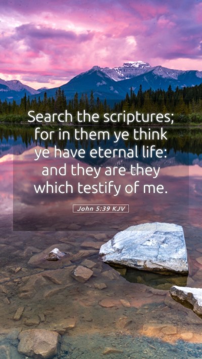 Picture 05 - John 5:39 KJV Mobile Phone Wallpaper - Search the scriptures; for in them ye think ye - Mobile Bible Verse Wallpaper