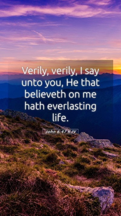 Picture 05 - John 6:47 KJV Mobile Phone Wallpaper - Verily, verily, I say unto you, He that believeth - Mobile Bible Verse Wallpaper
