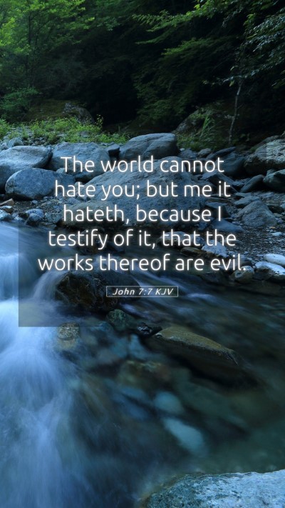 Picture 05 - John 7:7 KJV Mobile Phone Wallpaper - The world cannot hate you; but me it hateth, - Mobile Bible Verse Wallpaper