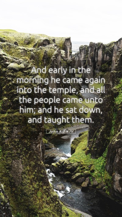 Picture 05 - John 8:2 KJV Mobile Phone Wallpaper - And early in the morning he came again into the - Mobile Bible Verse Wallpaper