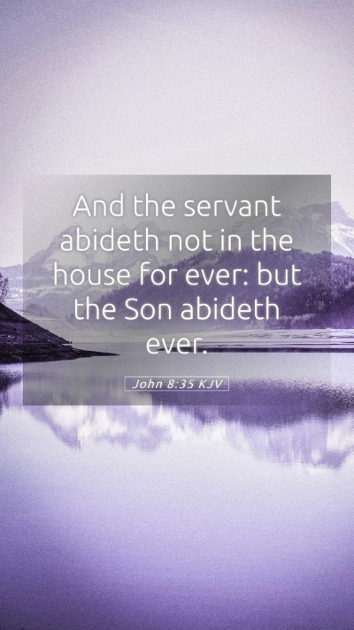 Picture 05 - John 8:35 KJV Mobile Phone Wallpaper - And the servant abideth not in the house for - Mobile Bible Verse Wallpaper