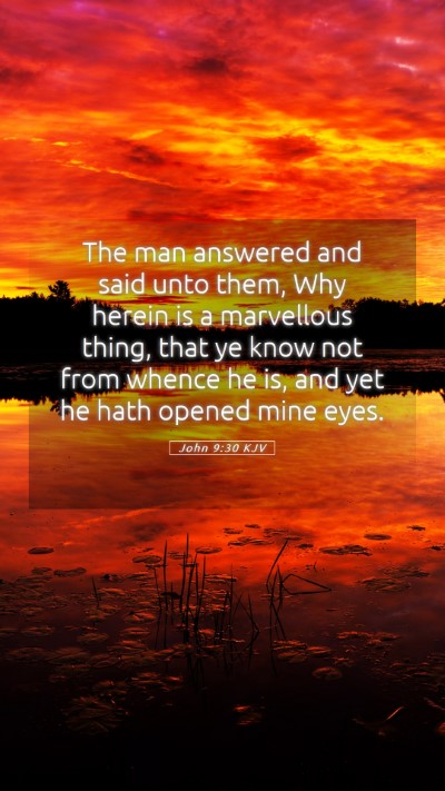 Picture 05 - John 9:30 KJV Mobile Phone Wallpaper - The man answered and said unto them, Why herein - Mobile Bible Verse Wallpaper