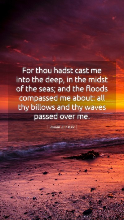 Picture 05 - Jonah 2:3 KJV Mobile Phone Wallpaper - For thou hadst cast me into the deep, in the - Mobile Bible Verse Wallpaper