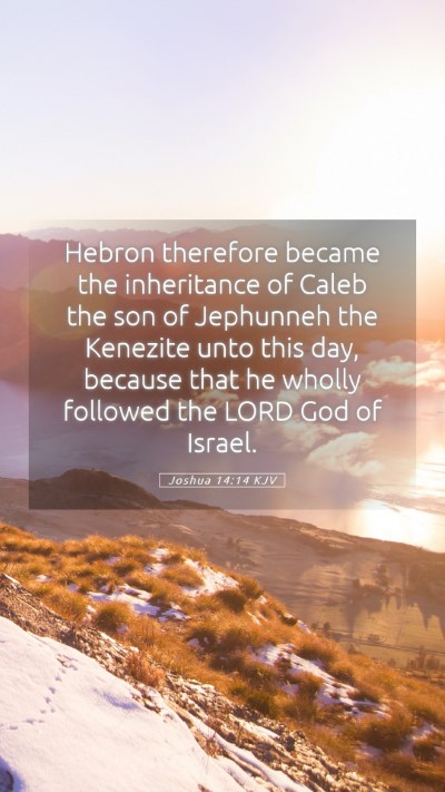 Picture 05 - Joshua 14:14 KJV Mobile Phone Wallpaper - Hebron therefore became the inheritance of Caleb - Mobile Bible Verse Wallpaper