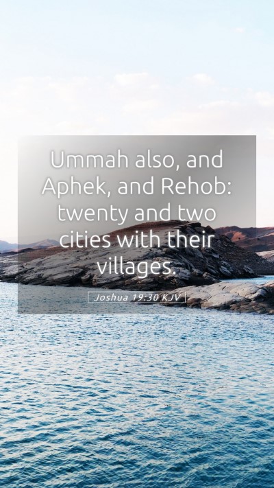 Picture 05 - Joshua 19:30 KJV Mobile Phone Wallpaper - Ummah also, and Aphek, and Rehob: twenty and two - Mobile Bible Verse Wallpaper