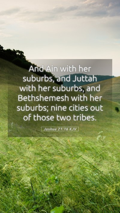 Picture 05 - Joshua 21:16 KJV Mobile Phone Wallpaper - And Ain with her suburbs, and Juttah with her - Mobile Bible Verse Wallpaper