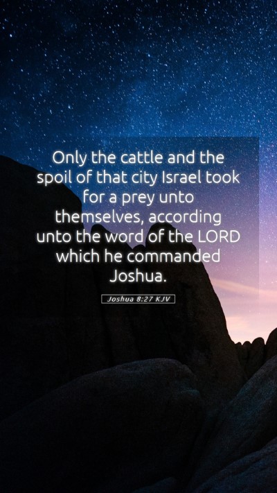Picture 05 - Joshua 8:27 KJV Mobile Phone Wallpaper - Only the cattle and the spoil of that city Israel - Mobile Bible Verse Wallpaper