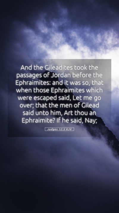 Picture 05 - Judges 12:5 KJV Mobile Phone Wallpaper - And the Gileadites took the passages of Jordan - Mobile Bible Verse Wallpaper