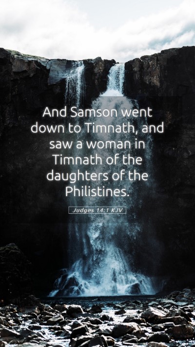 Picture 05 - Judges 14:1 KJV Mobile Phone Wallpaper - And Samson went down to Timnath, and saw a woman - Mobile Bible Verse Wallpaper