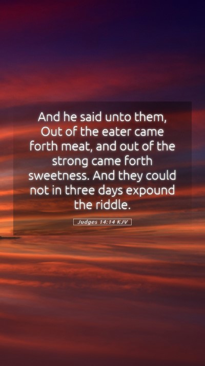 Picture 05 - Judges 14:14 KJV Mobile Phone Wallpaper - And he said unto them, Out of the eater came - Mobile Bible Verse Wallpaper