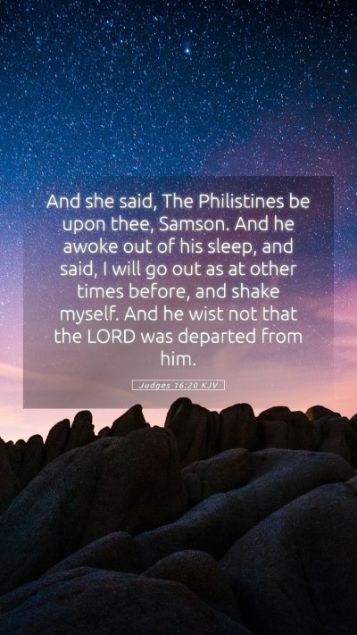 Picture 05 - Judges 16:20 KJV Mobile Phone Wallpaper - And she said, The Philistines be upon thee, - Mobile Bible Verse Wallpaper