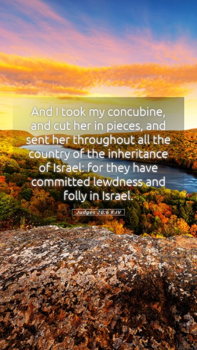 Picture 05 - Judges 20:6 KJV Mobile Phone Wallpaper - And I took my concubine, and cut her in pieces, - Mobile Bible Verse Wallpaper