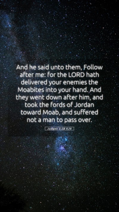 Picture 05 - Judges 3:28 KJV Mobile Phone Wallpaper - And he said unto them, Follow after me: for the - Mobile Bible Verse Wallpaper